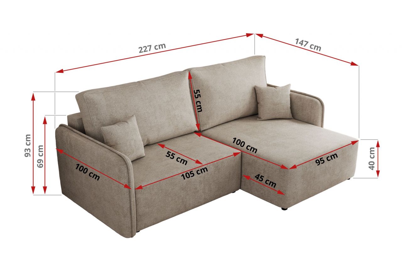 Narożnik MESTO L - strona lewa - beżowy, struktura