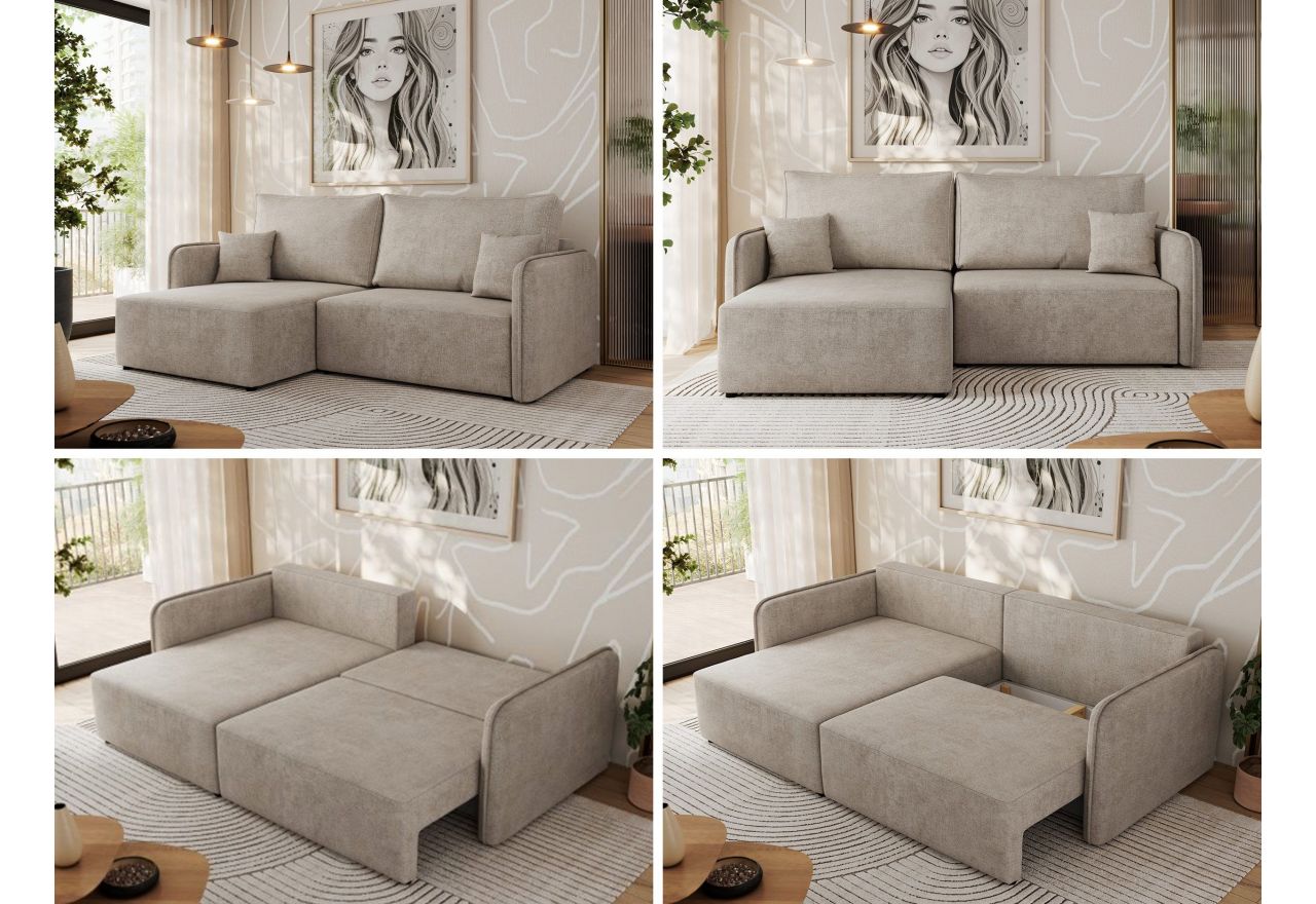 Narożnik MESTO L - strona lewa - beżowy, struktura