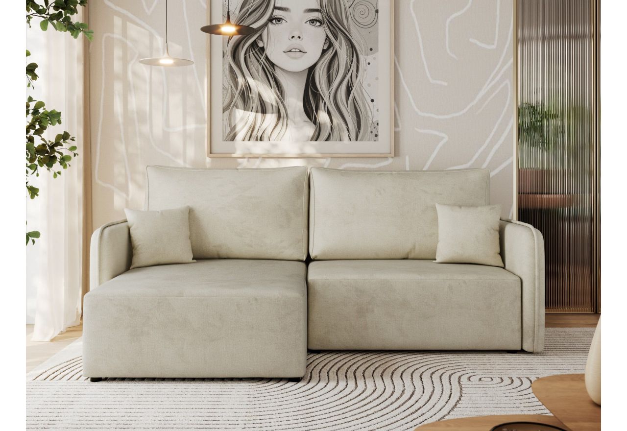 Narożnik MESTO L - strona lewa - beżowy, welvet