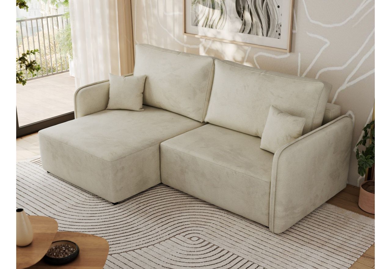 Narożnik MESTO L - strona lewa - beżowy, welvet