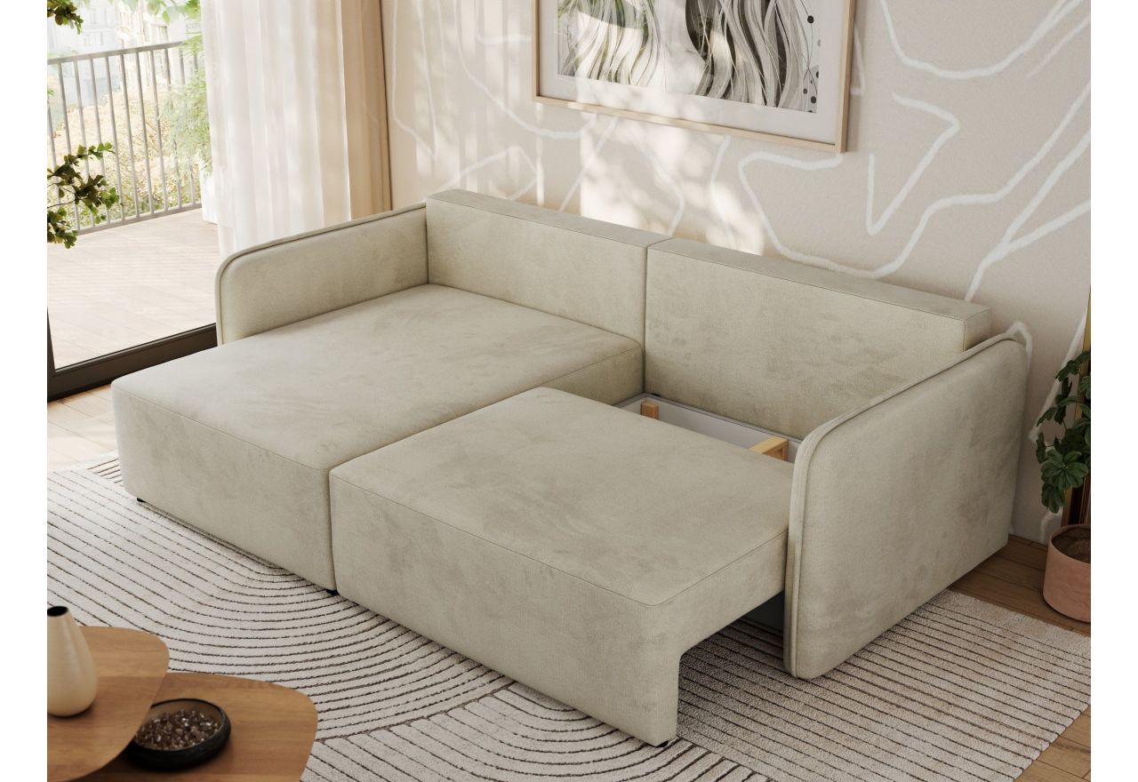 Narożnik MESTO L - strona lewa - beżowy, welvet