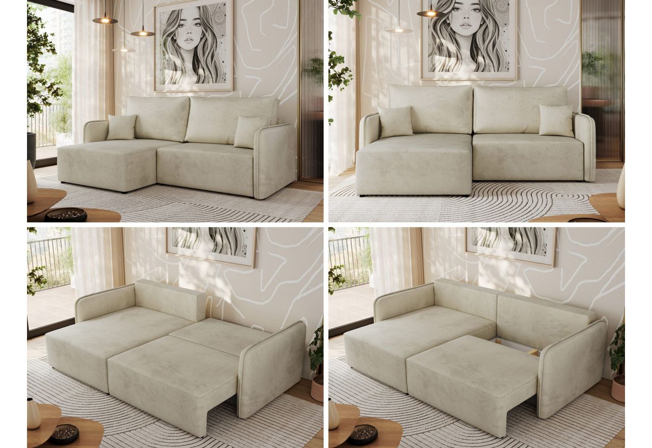 Narożnik MESTO L - strona lewa - beżowy, welvet