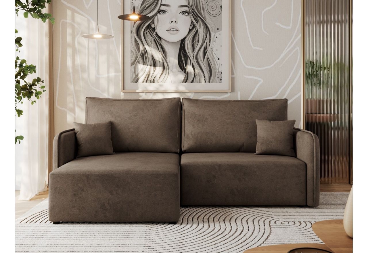 Narożnik MESTO L - strona lewa - brązowy, welvet