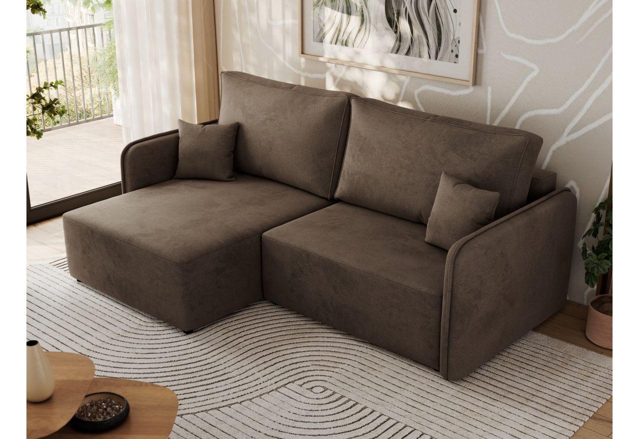 Narożnik MESTO L - strona lewa - brązowy, welvet