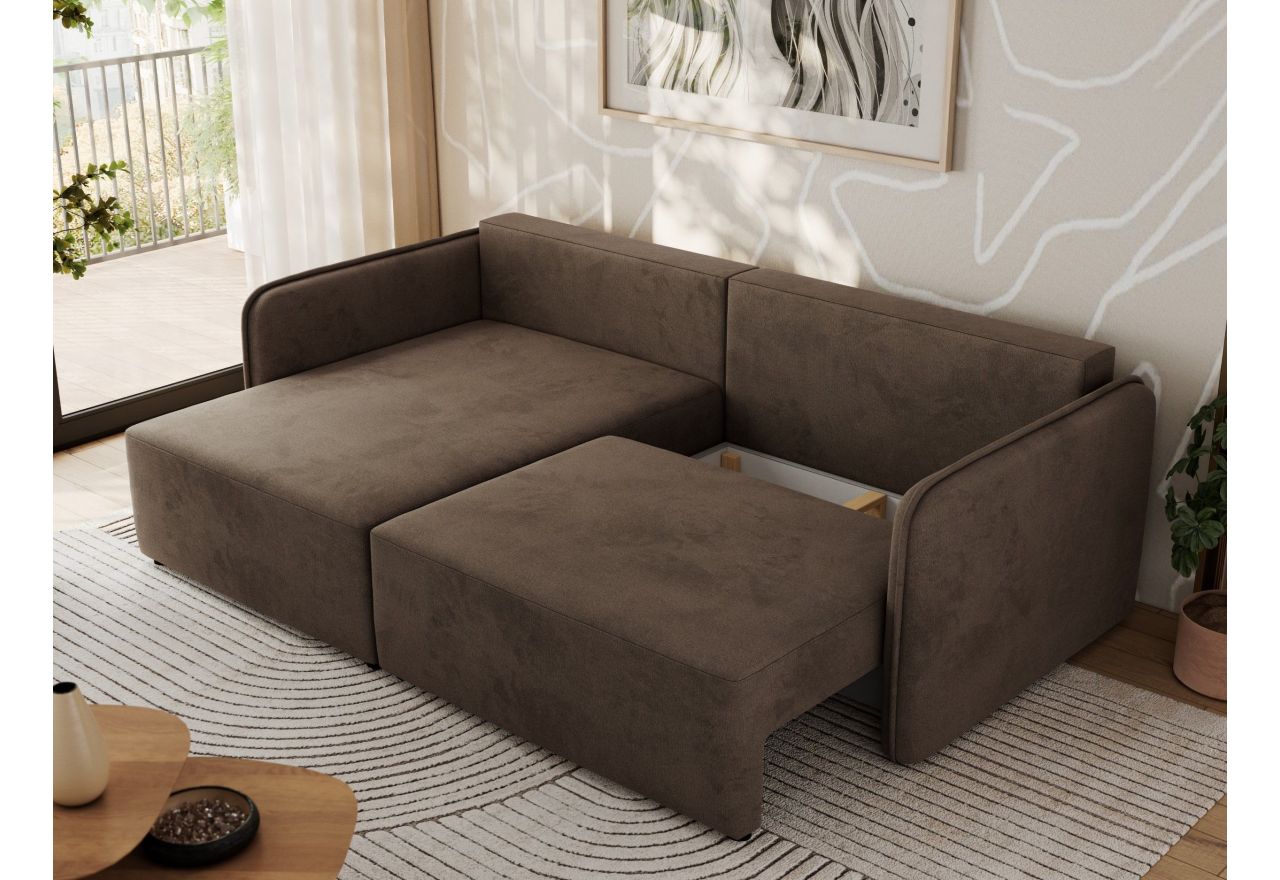 Narożnik MESTO L - strona lewa - brązowy, welvet