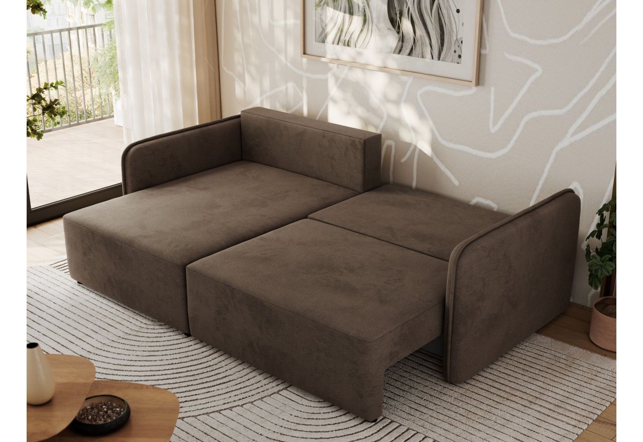 Narożnik MESTO L - strona lewa - brązowy, welvet