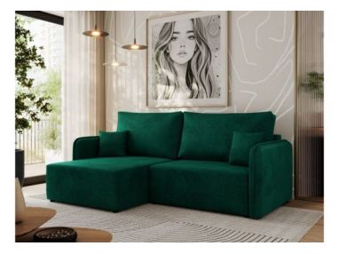 Narożnik MESTO L - strona lewa - ciemnozielony, welvet