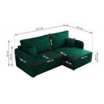 Narożnik MESTO L - strona lewa - ciemnozielony, welvet