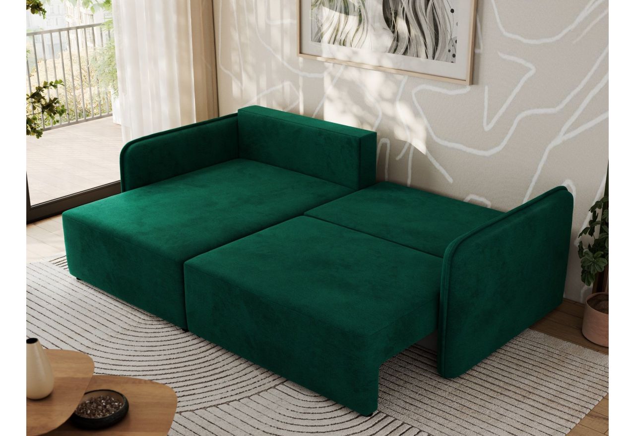 Narożnik MESTO L - strona lewa - ciemnozielony, welvet