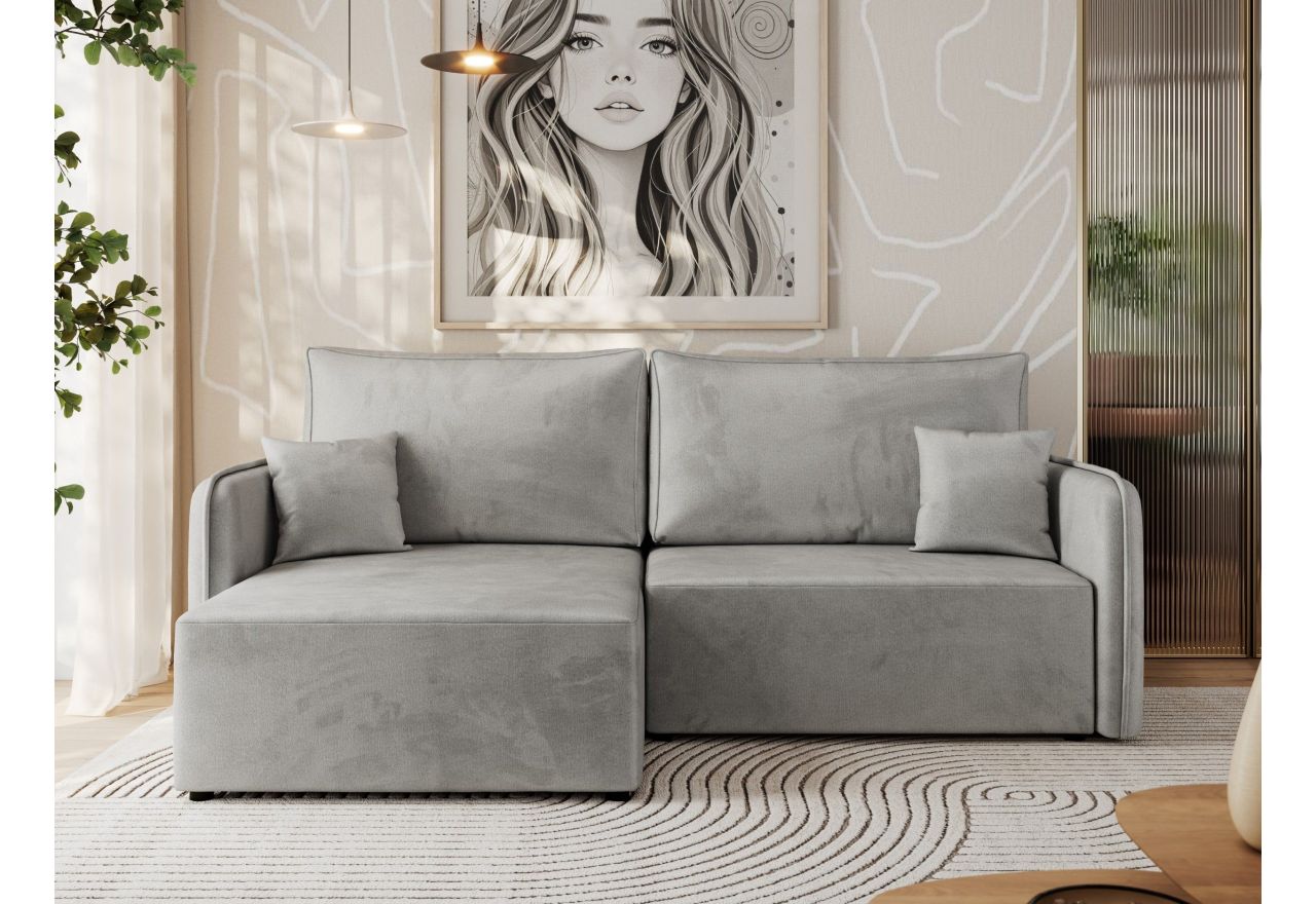 Narożnik MESTO L - strona lewa - jasnoszary, welvet