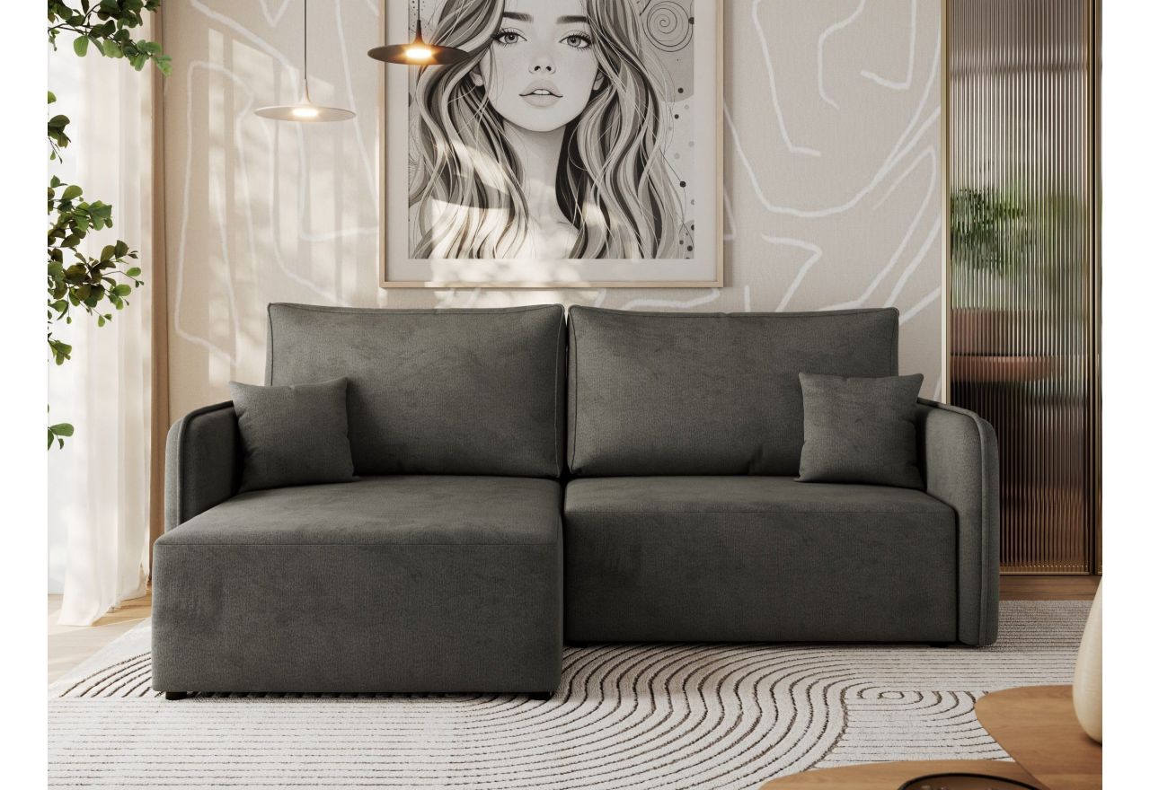 Narożnik MESTO L - strona lewa - ciemnoszary, welvet