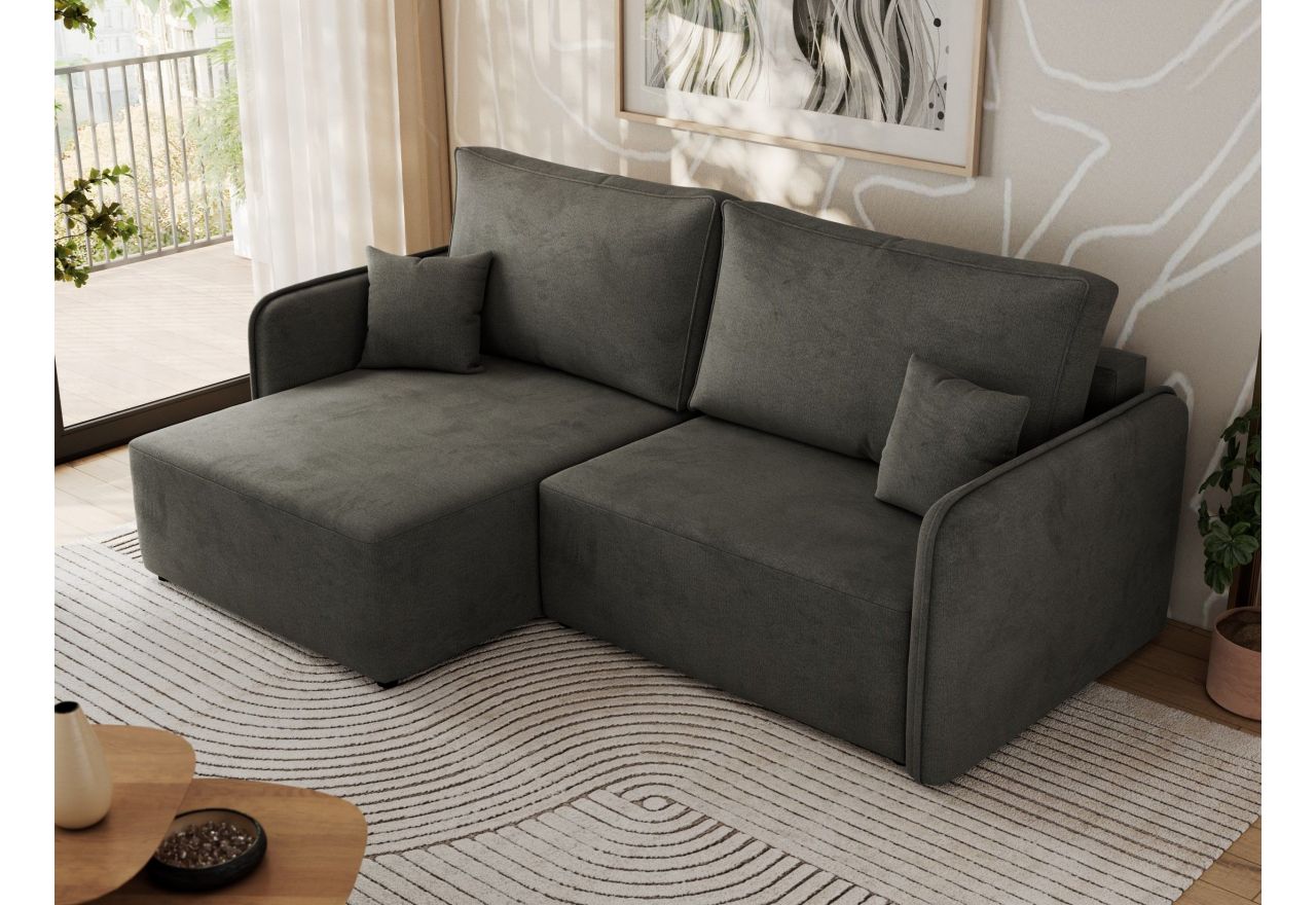 Narożnik MESTO L - strona lewa - ciemnoszary, welvet