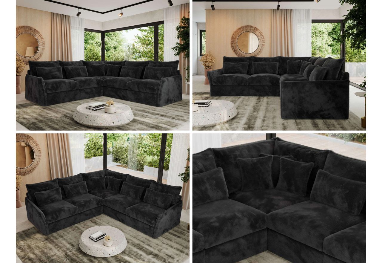 Narożnik VERSO L - uniwersalny - ciemnoszary, plusz