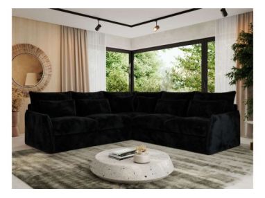 Narożnik VERSO L - uniwersalny - czarny, plusz