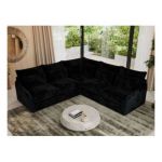 Narożnik VERSO L - uniwersalny - czarny, plusz