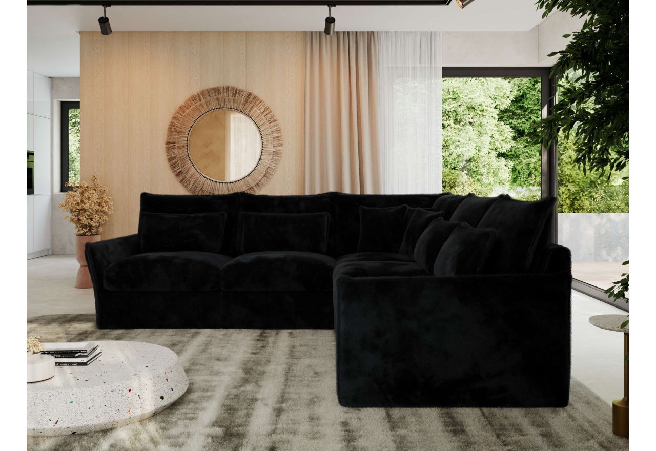 Narożnik VERSO L - uniwersalny - czarny, plusz