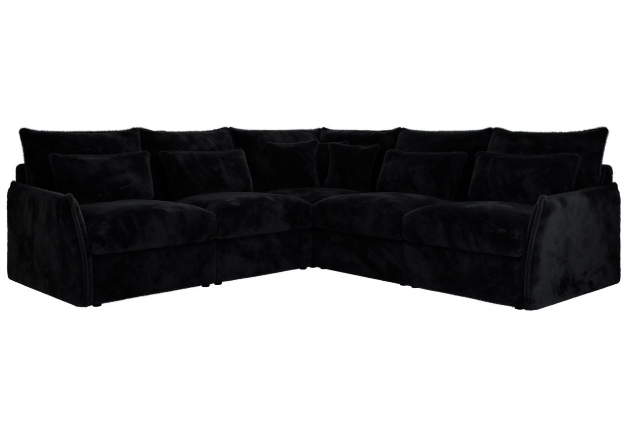 Narożnik VERSO L - uniwersalny - czarny, plusz