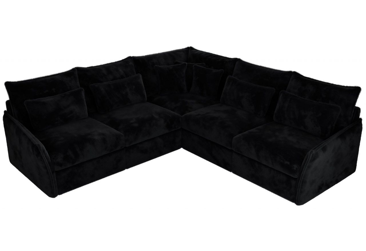 Narożnik VERSO L - uniwersalny - czarny, plusz