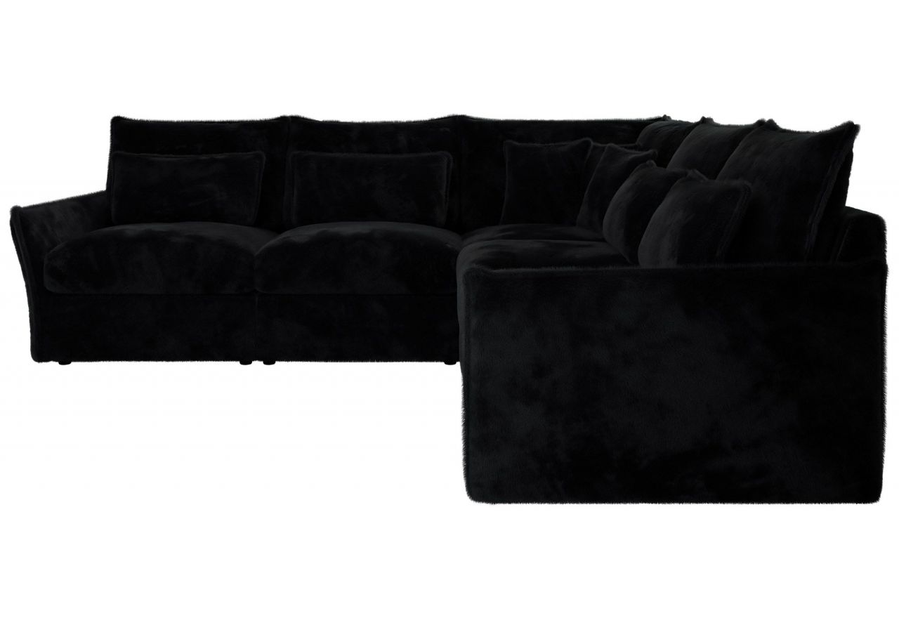 Narożnik VERSO L - uniwersalny - czarny, plusz