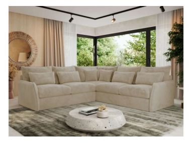 Narożnik VERSO L - uniwersalny - kremowy, plusz