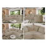 Narożnik VERSO L - uniwersalny - kremowy, plusz