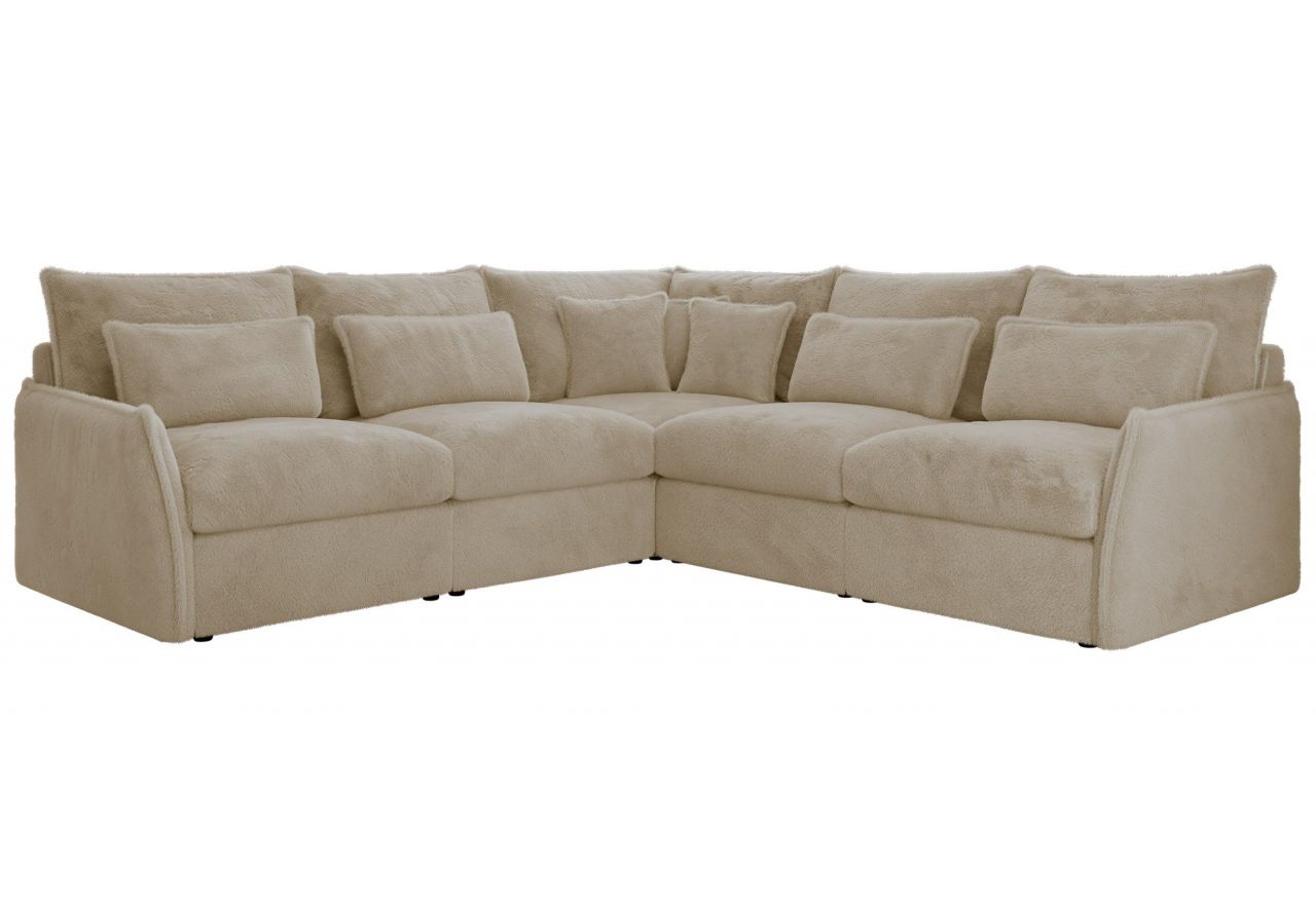 Narożnik VERSO L - uniwersalny - kremowy, plusz