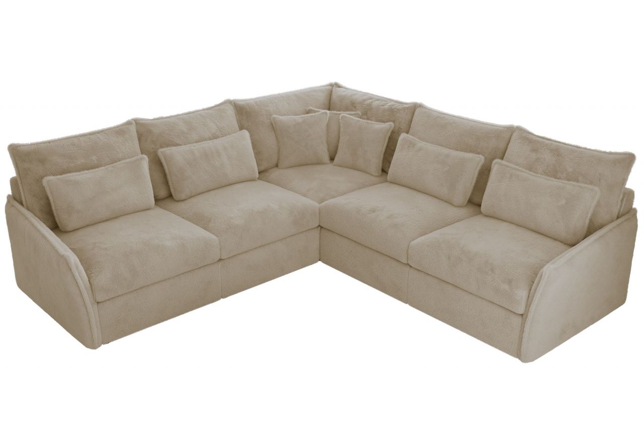 Narożnik VERSO L - uniwersalny - kremowy, plusz