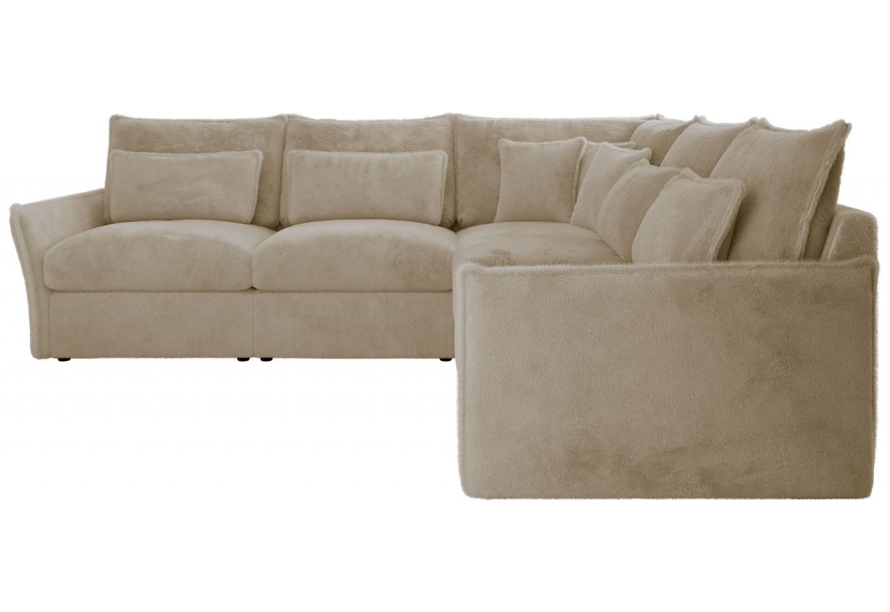 Narożnik VERSO L - uniwersalny - kremowy, plusz