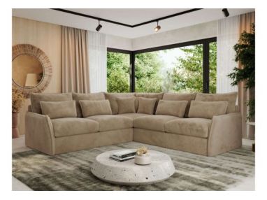 Narożnik VERSO L - uniwersalny - beżowy, plusz