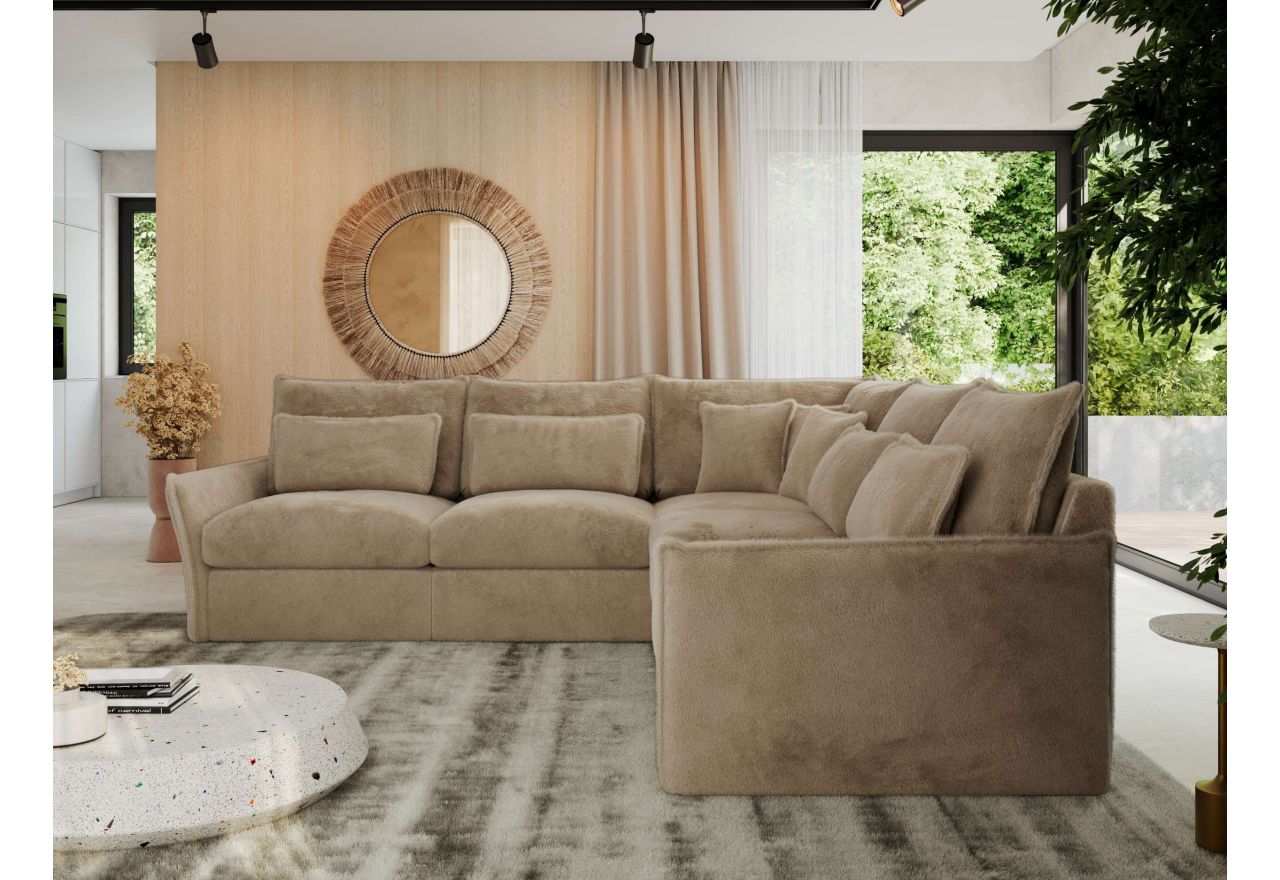 Narożnik VERSO L - uniwersalny - beżowy, plusz