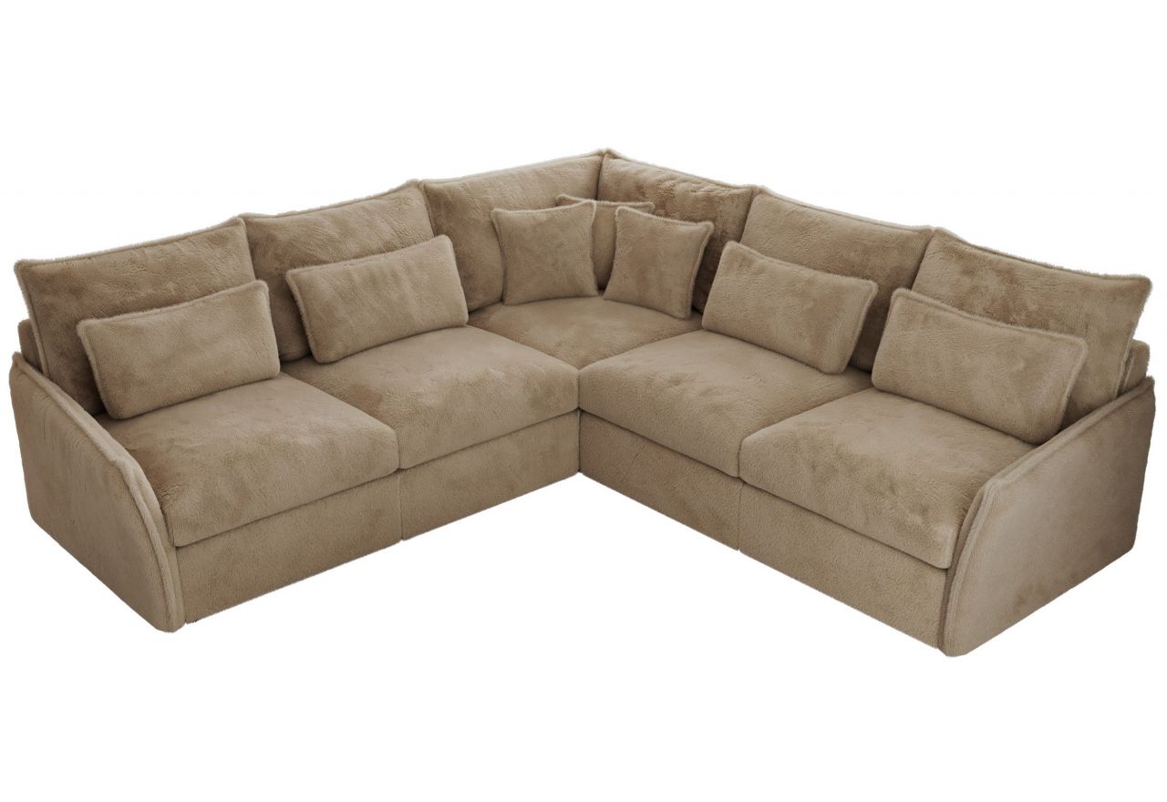 Narożnik VERSO L - uniwersalny - beżowy, plusz