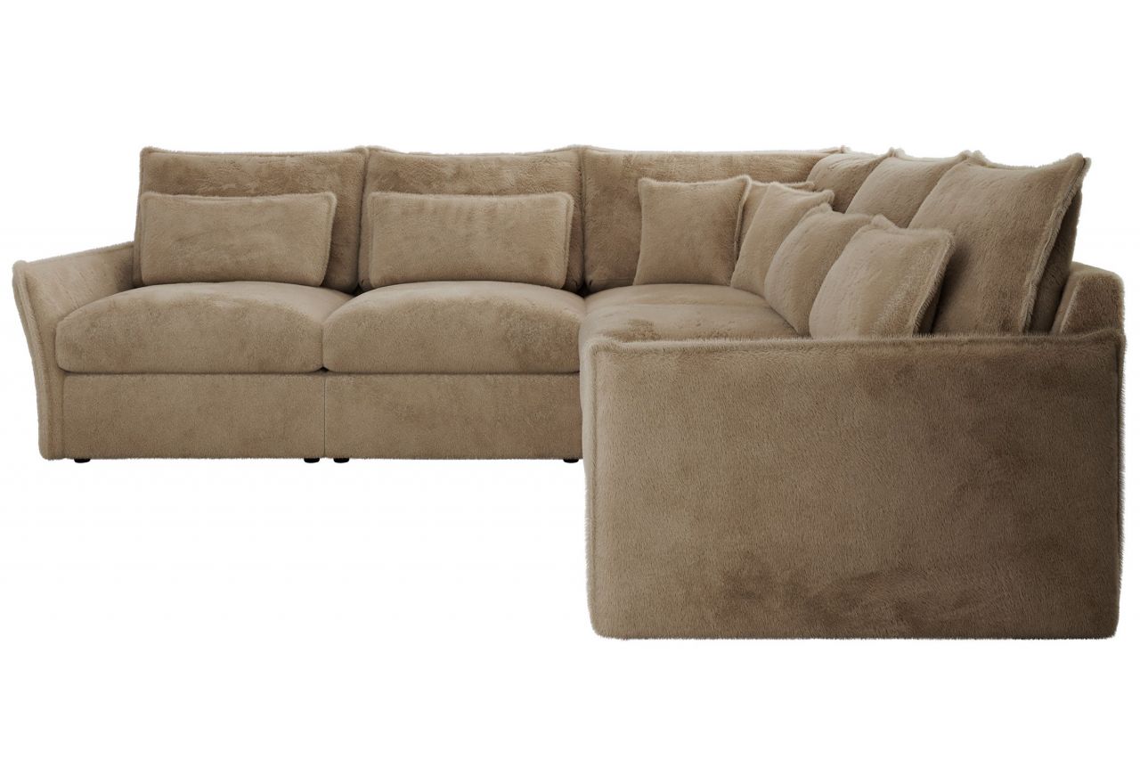 Narożnik VERSO L - uniwersalny - beżowy, plusz