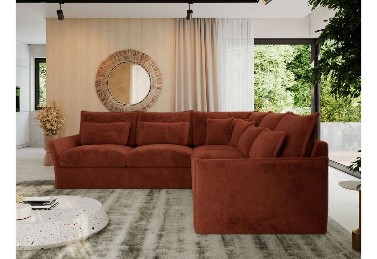 Narożnik VERSO L - uniwersalny - pomarańczowy, plusz