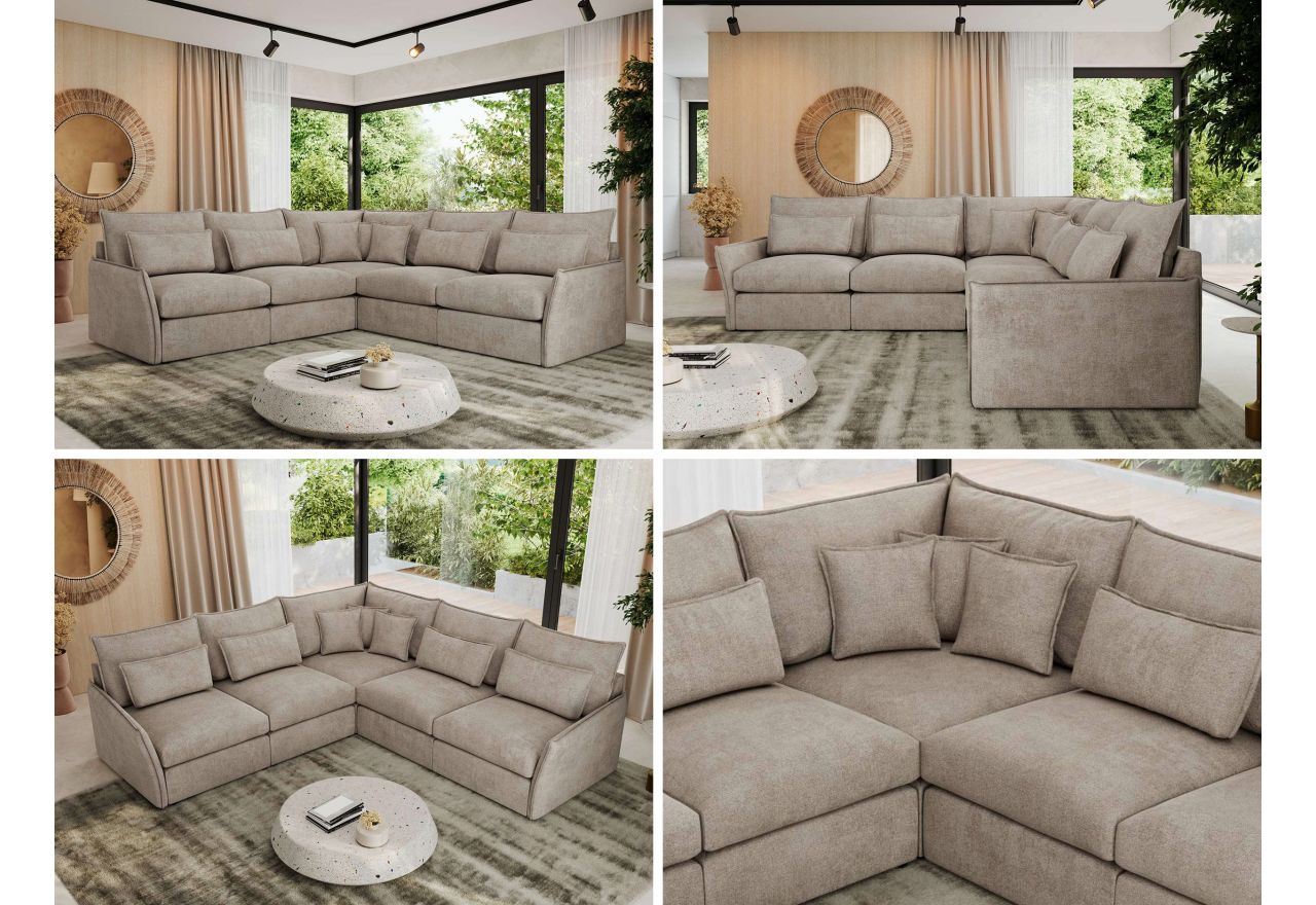 Narożnik VERSO L - uniwersalny - beżowy, struktura