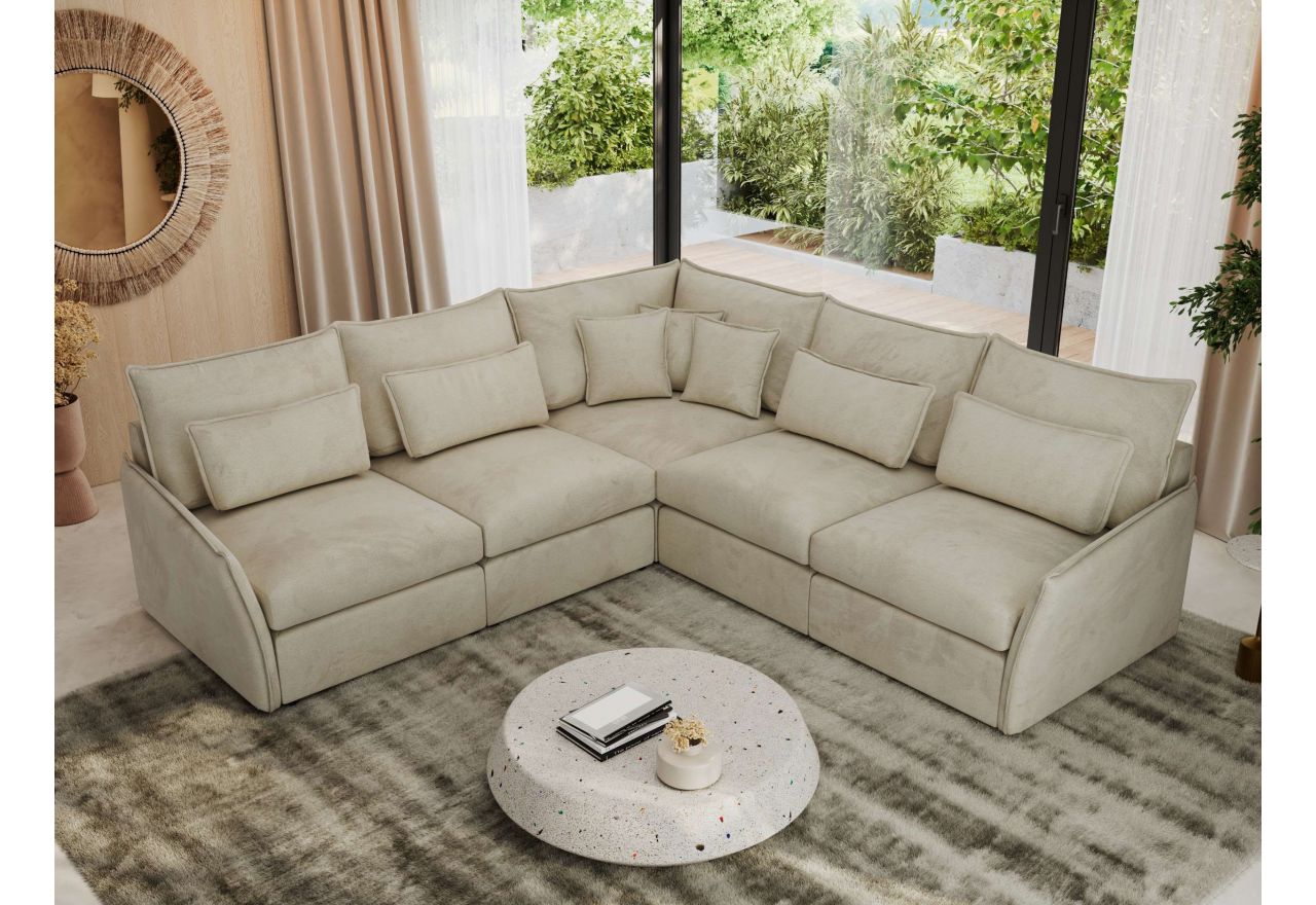 Narożnik VERSO L - uniwersalny - beżowy, welvet