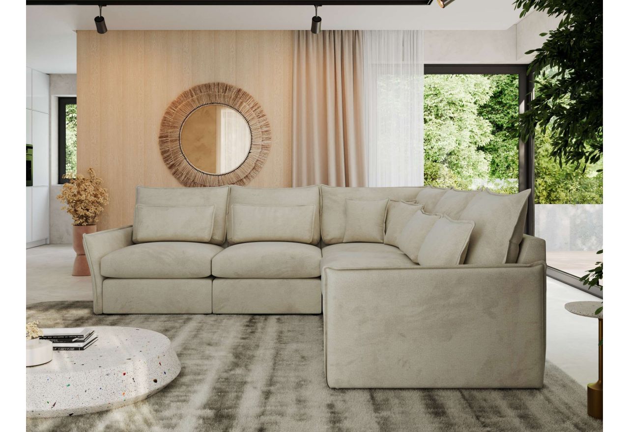 Narożnik VERSO L - uniwersalny - beżowy, welvet