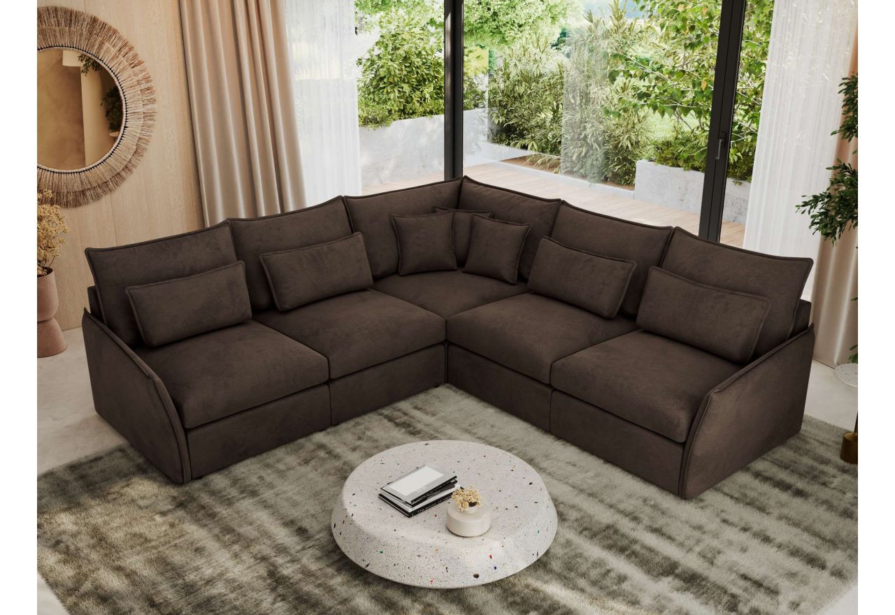 Narożnik VERSO L - uniwersalny - brązowy, welvet