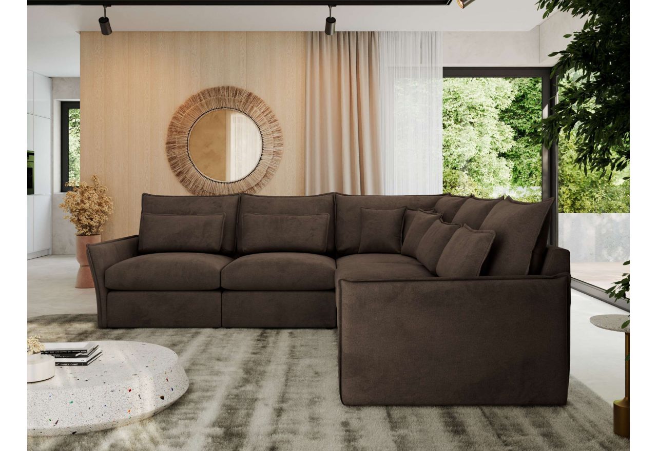 Narożnik VERSO L - uniwersalny - brązowy, welvet