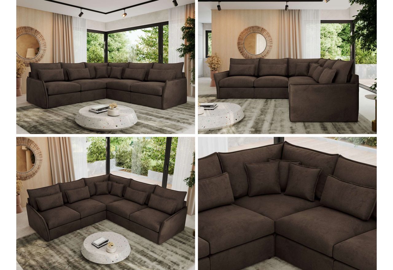 Narożnik VERSO L - uniwersalny - brązowy, welvet