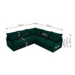 Narożnik VERSO L - uniwersalny - ciemnozielony, welvet