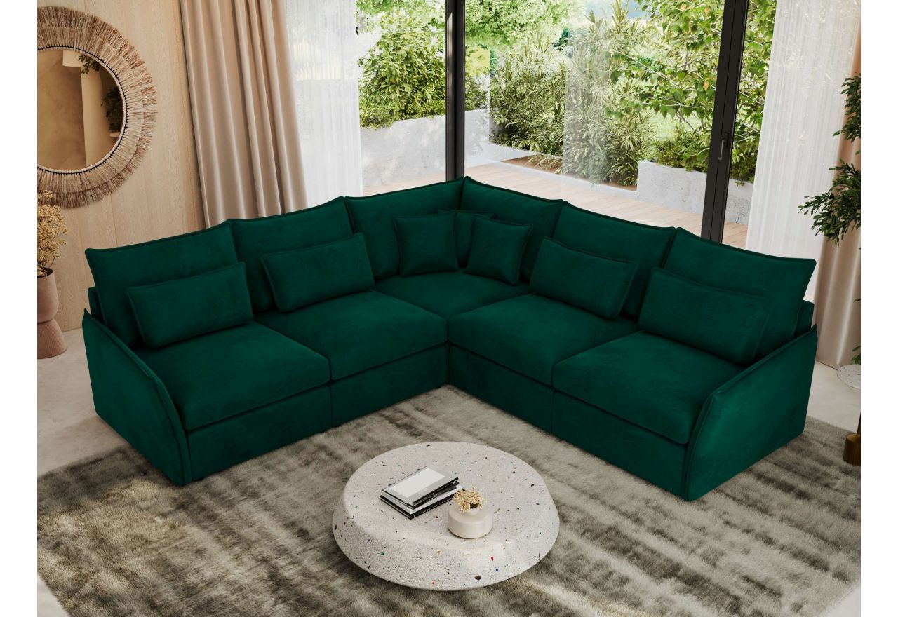 Narożnik VERSO L - uniwersalny - ciemnozielony, welvet