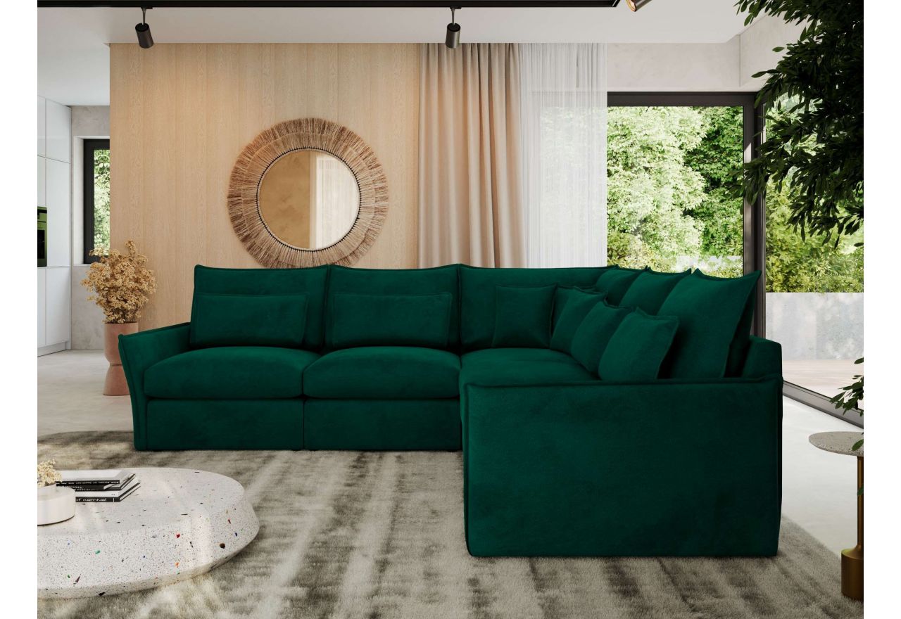 Narożnik VERSO L - uniwersalny - ciemnozielony, welvet