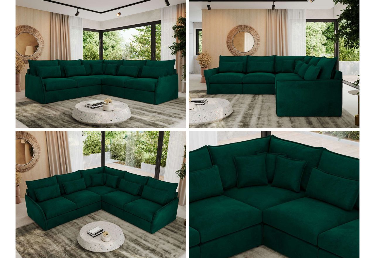 Narożnik VERSO L - uniwersalny - ciemnozielony, welvet