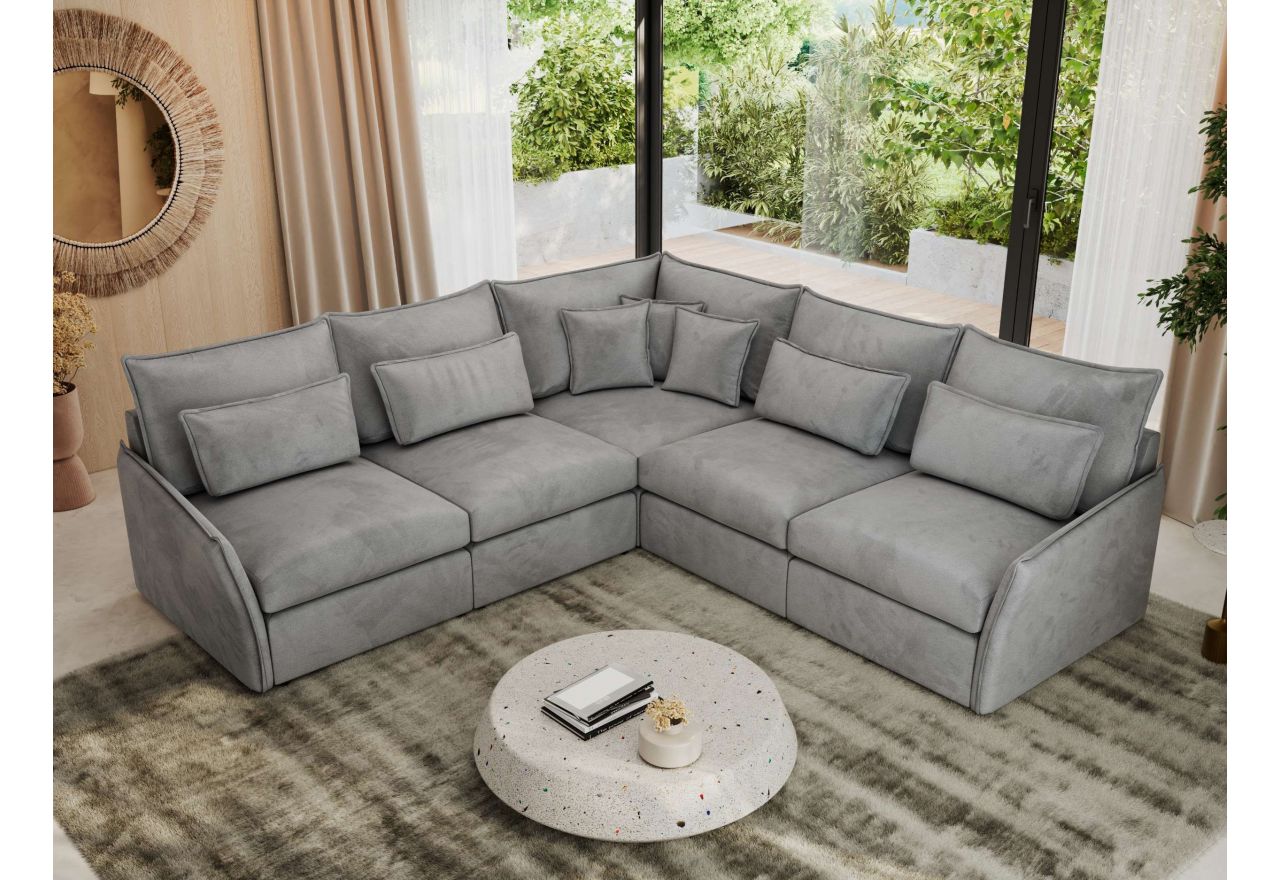 Narożnik VERSO L - uniwersalny - jasnoszary, welvet