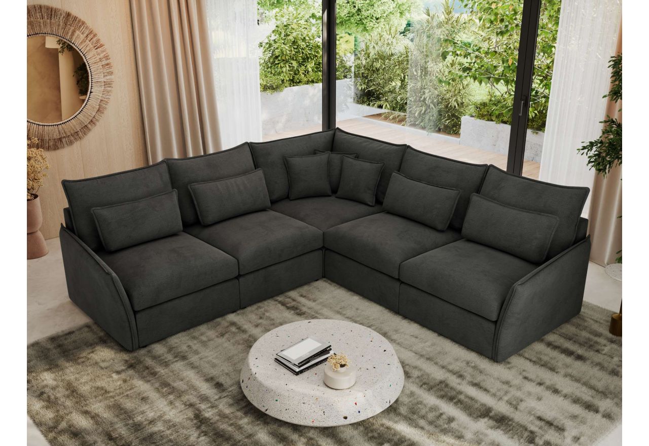 Narożnik VERSO L - uniwersalny - ciemnoszary, welvet