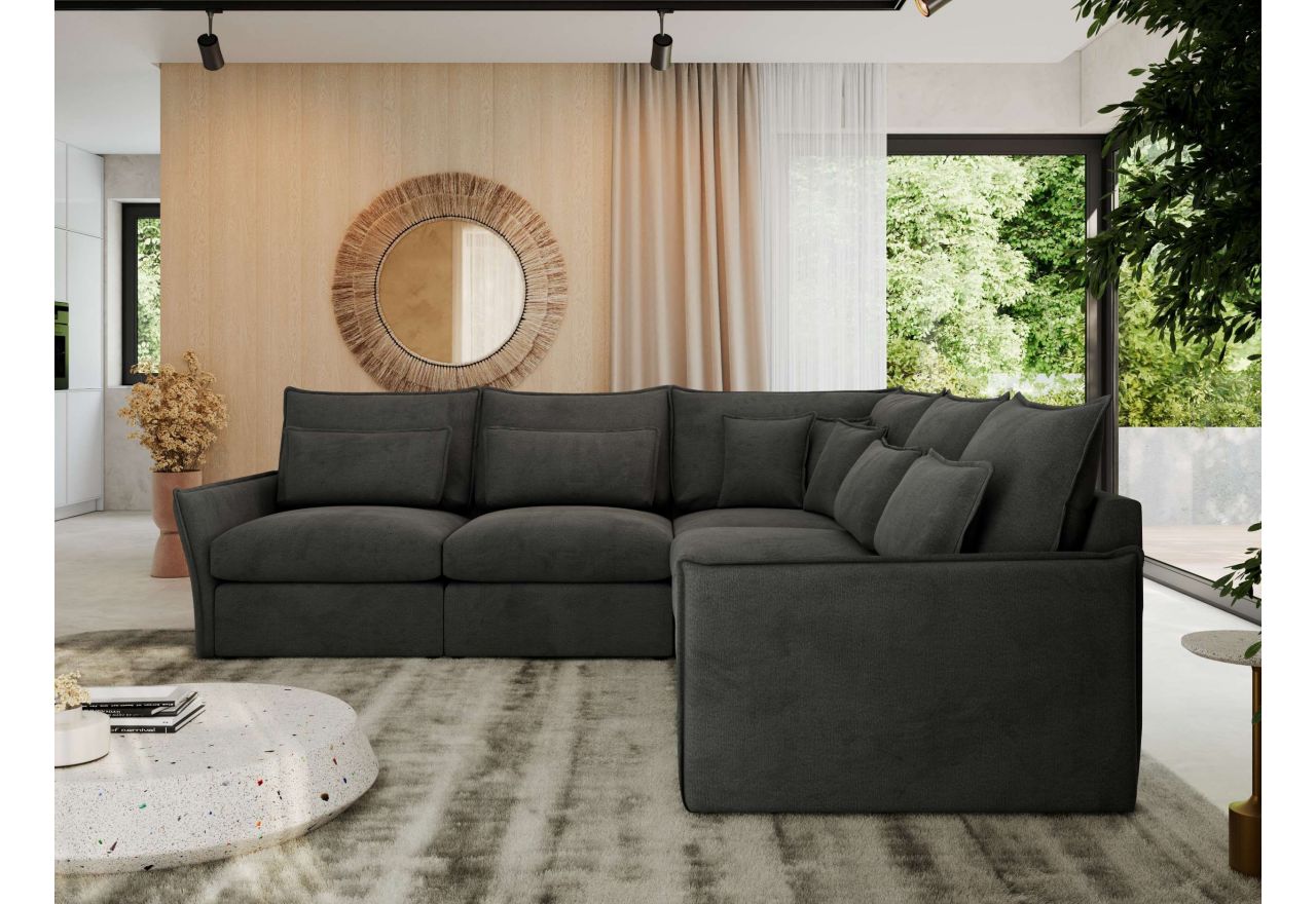 Narożnik VERSO L - uniwersalny - ciemnoszary, welvet