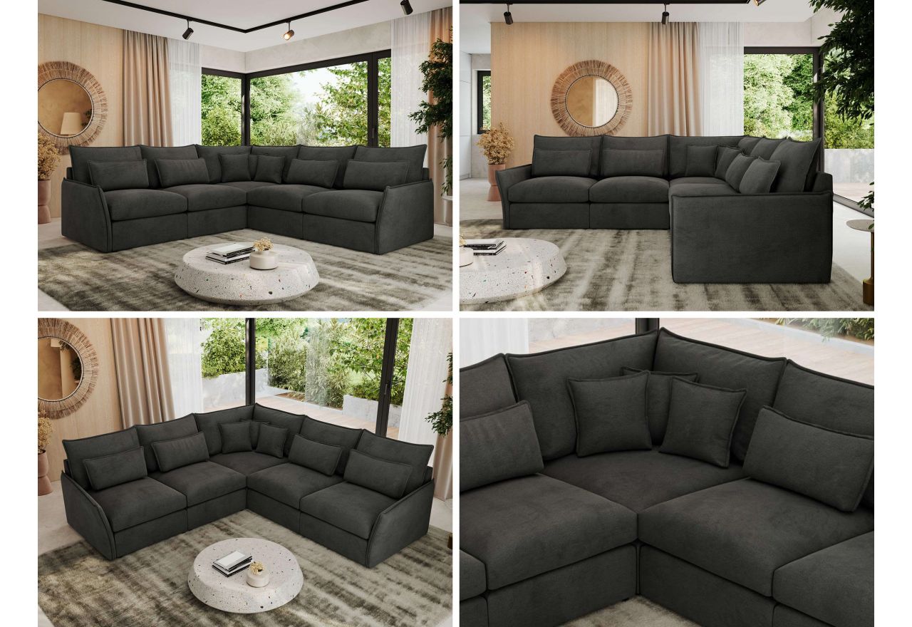 Narożnik VERSO L - uniwersalny - ciemnoszary, welvet