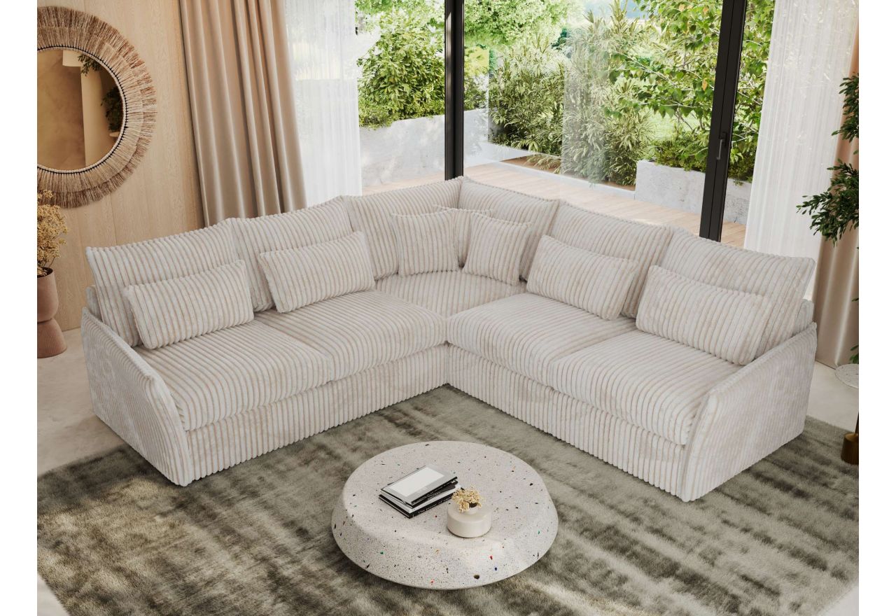 Narożnik VERSO L - uniwersalny - beżowy, sztruks