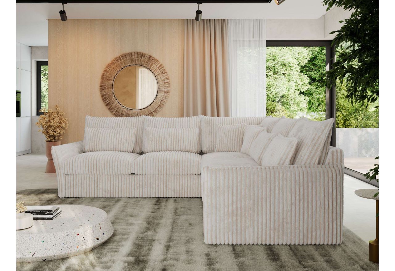 Narożnik VERSO L - uniwersalny - beżowy, sztruks