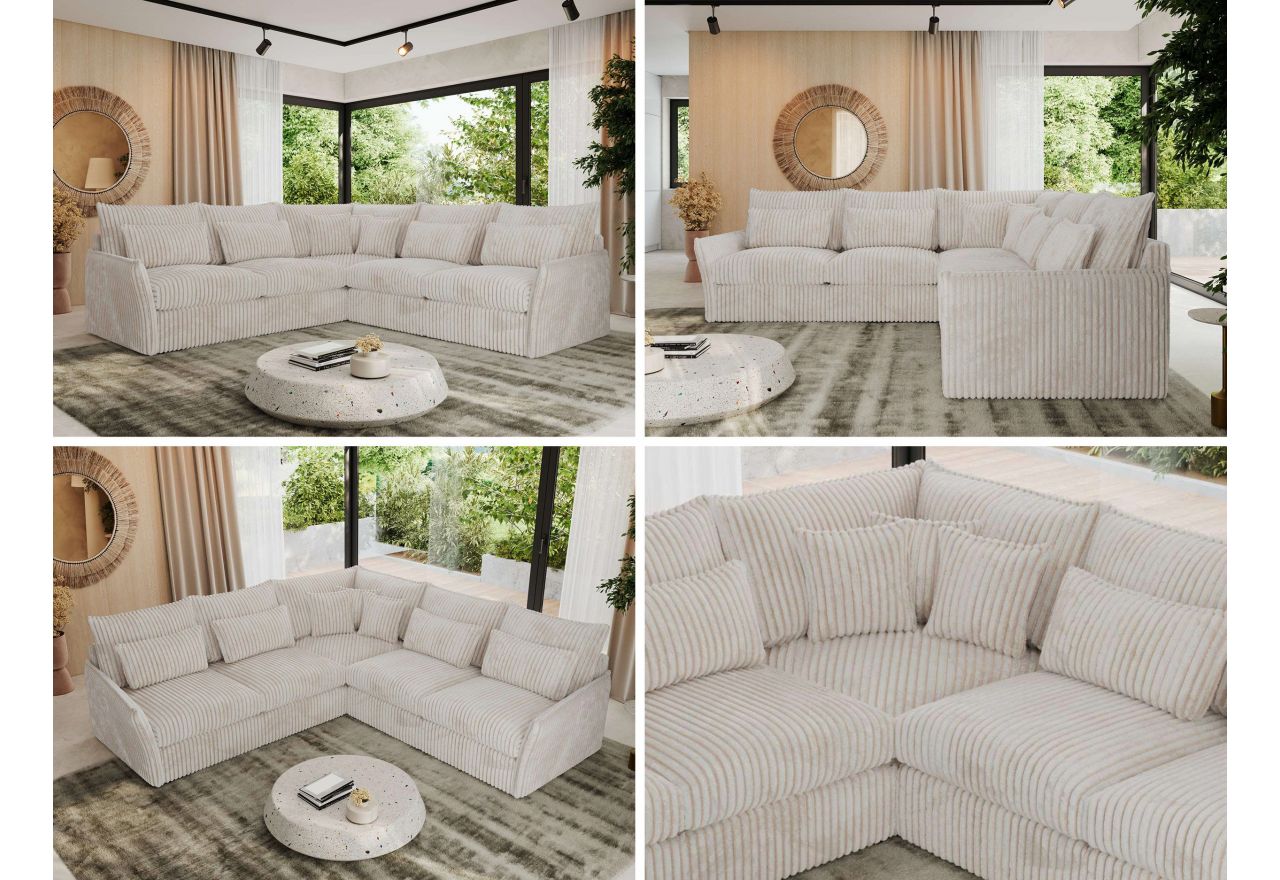 Narożnik VERSO L - uniwersalny - beżowy, sztruks